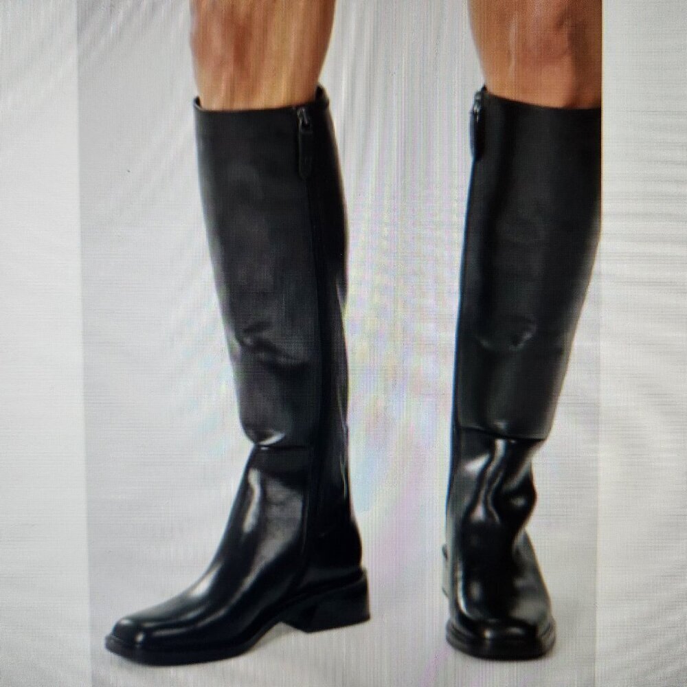 Franco Sarto "Merina" Black Equestrian style boots. NIB. Size 6 Wide Calf
